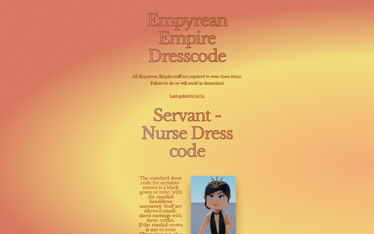 Empyrean Empire Dresscode